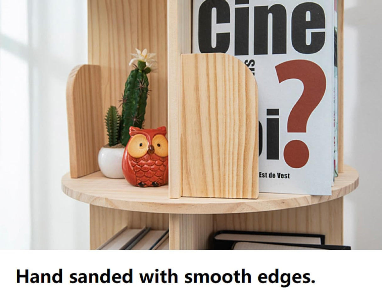 Heehee Rotating Bookshelf 360 Display Floor Standing Bookcase Storage Rack for Kids&Adults Multi-Functional Bookshelf Organizer (3-Tier) Heehee