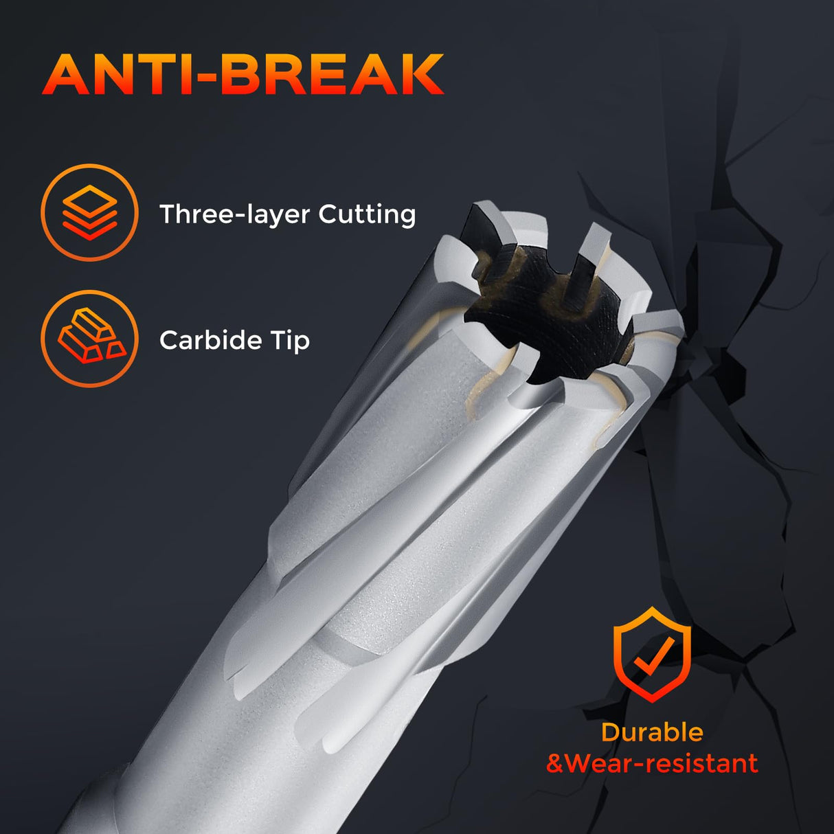 Bonvoisin Annular Cutter Set 12 PCS Carbide Tips Mag Drill Bits Kit 1/2" to 1-1/16" Cutting Diameter 3/4" Weldon Shank with 2 Pilot Pins for Mag Drill Press Cutting Bonvoisin