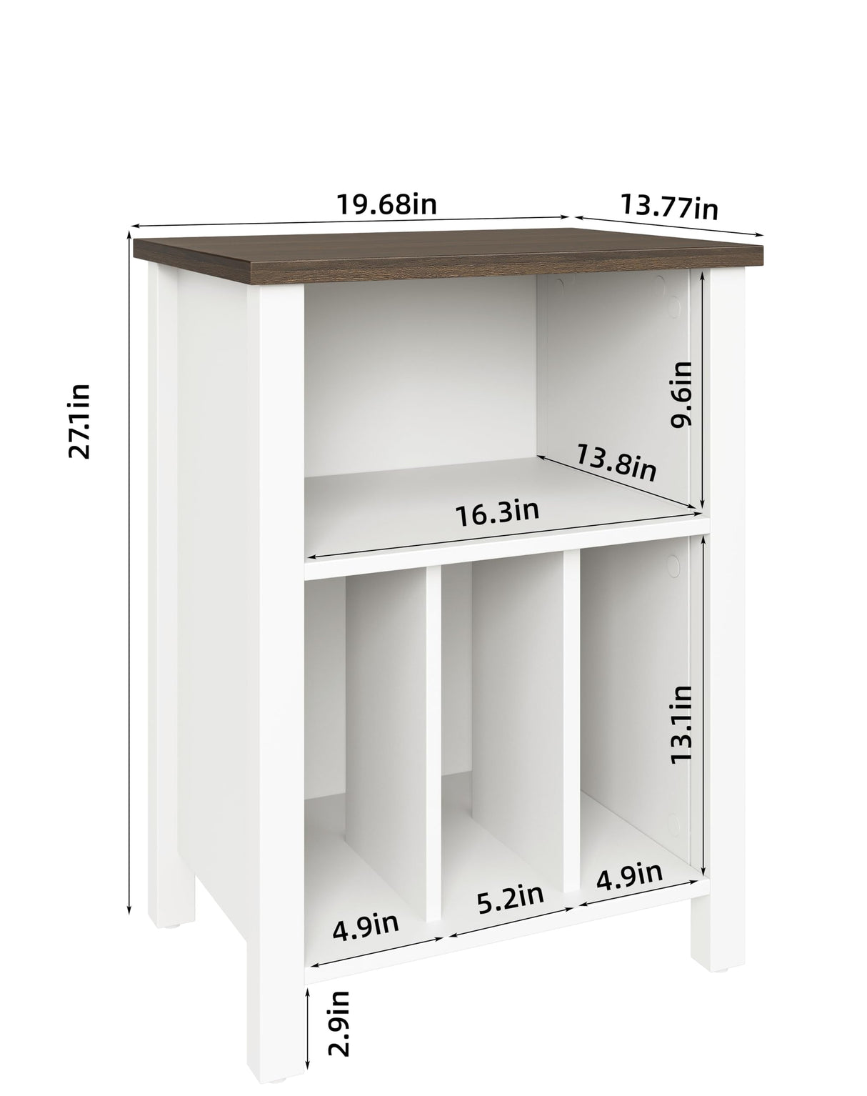 Record Player Stand, Vinyl Record Storage Table End Table with Display Shelf Holds up to 130 Albums, Large Nightstand Wood Turntable Stand Cabinet Side Table for Living Room, Bedroom, White LIDYUK