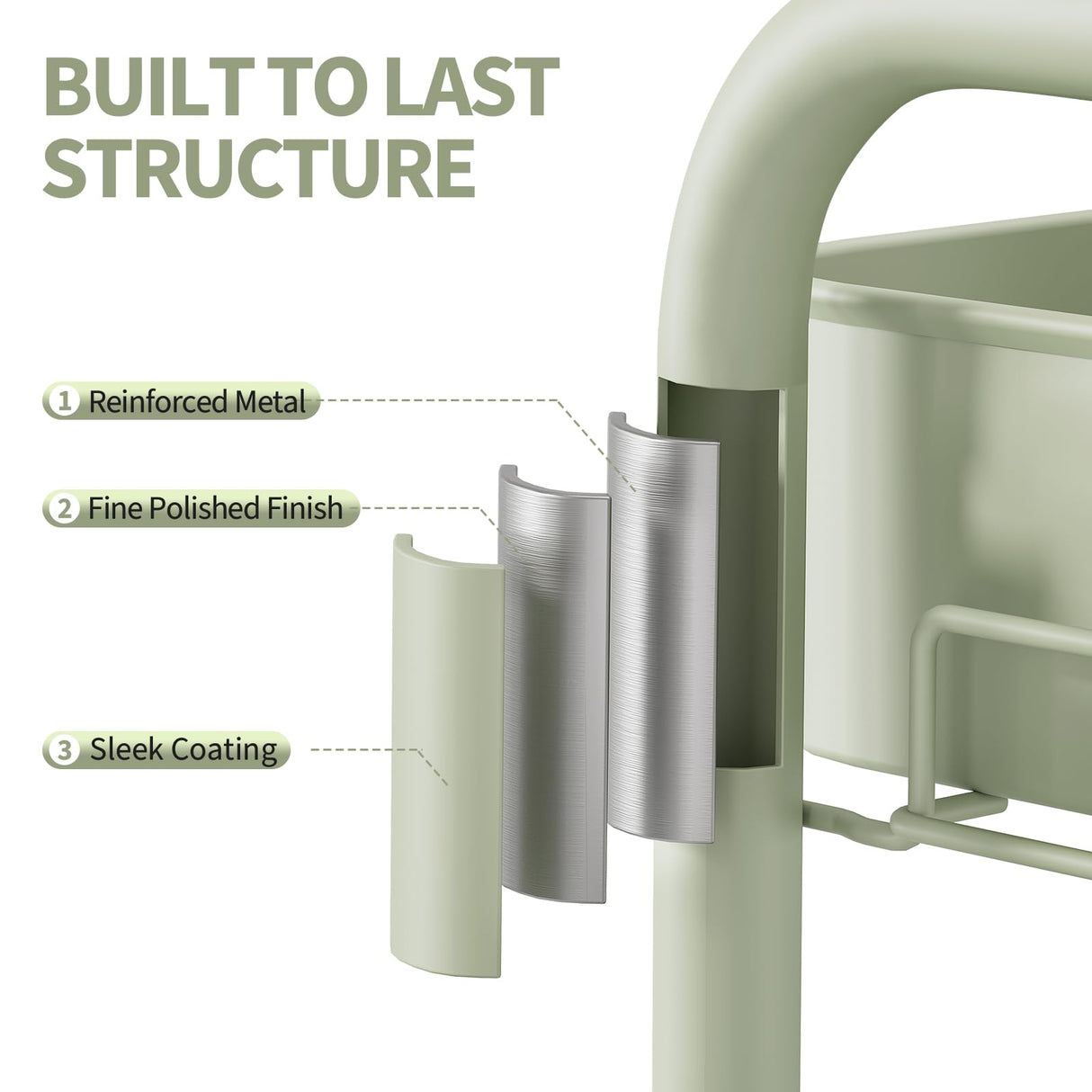 TOOLF 3 Tier Rolling Cart Storage Organizer, Metal Rolling Utility Cart with Wheels, Hooks & Bins Esthetician Craft Art Sturdy Storage with Pegboard for Bathroom, Kitchen, Office, Nursery Diaper TOOLF