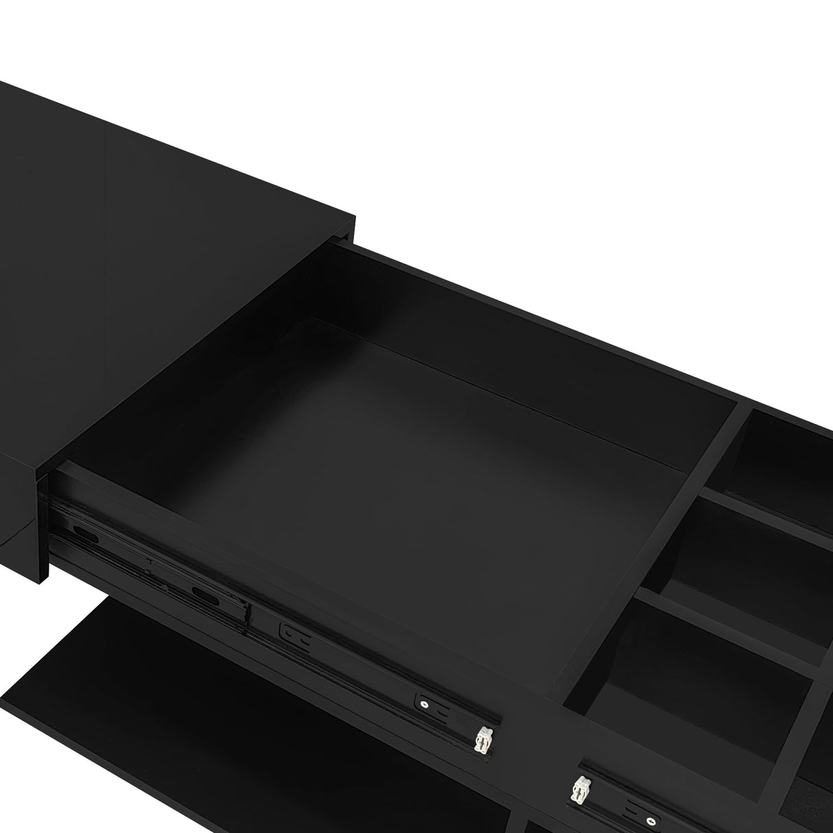 Mcltopz Extendable Coffee Table with with Hidden Storage and LED Lights, Modern 41.3''-76.7'' Rectangular High-Gloss Adjustable Center Table Cocktail Tea Table with Multiple Storage Compartments Black Mcltopz