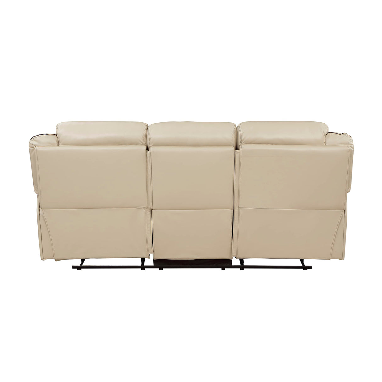Lexicon Recliner Sofa, Wall Hugger Recliners, Home Theater Seating, Manual Double Recliner, Couches for Living Room, RV Furniture, Faux Leather with Contrast Piping, 86''W Sofa, Beige Lexicon