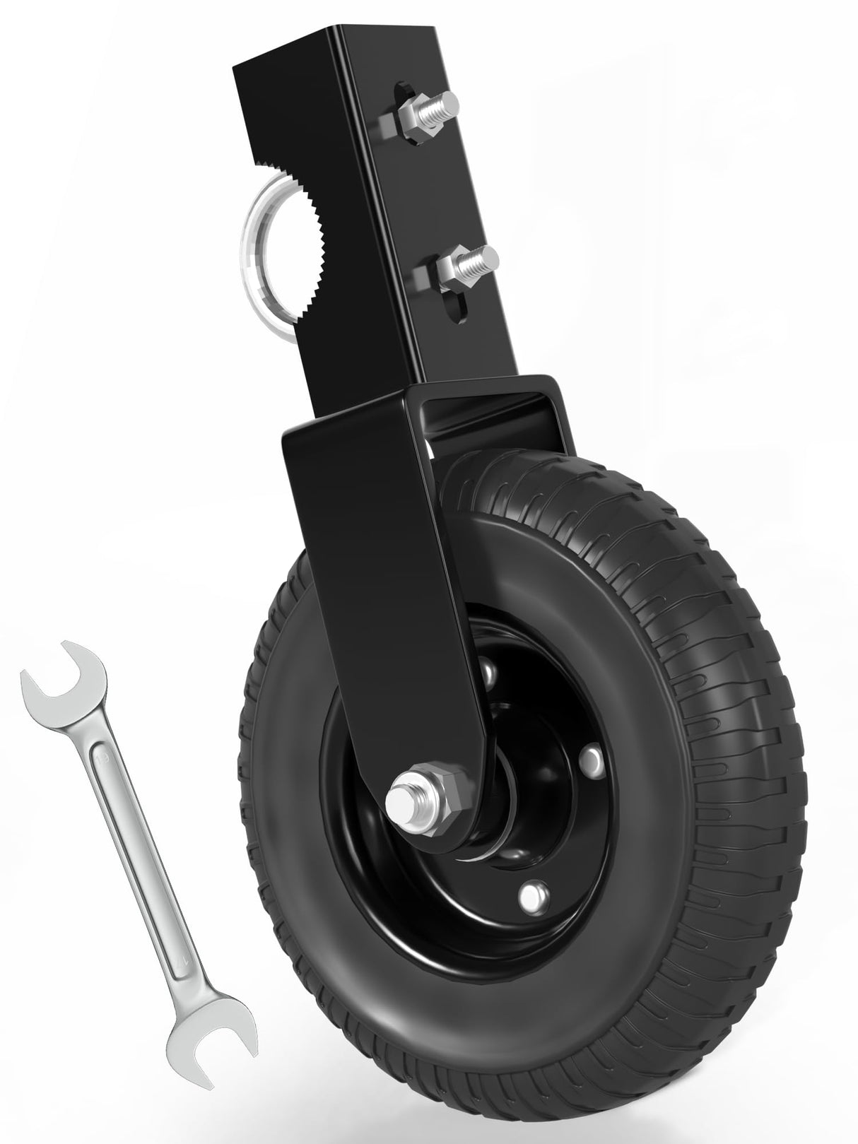 DOZAWA Gate Wheel for Metal Tube Gate, 8" Heavy Duty Casters for Metal Swing Gates 400lbs Capacity, Under Mount Sliding Gate Rollers for Farm Fence - 1 Pack DOZAWA