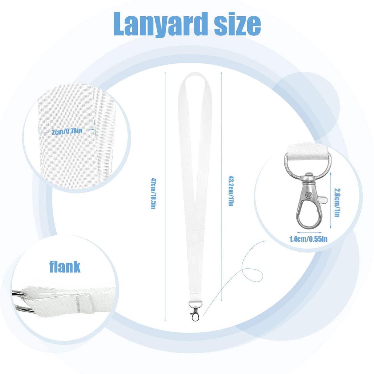YOUKE OLA 100 Pack Sublimation Lanyards Blank Bulk White Sublimation Lanyards with Swivel Hooks Neck Lanyards Heat Transfer Lanyard for ID Badge Holder Keychain as Christmas Gifts 2.0 YOUKE OLA
