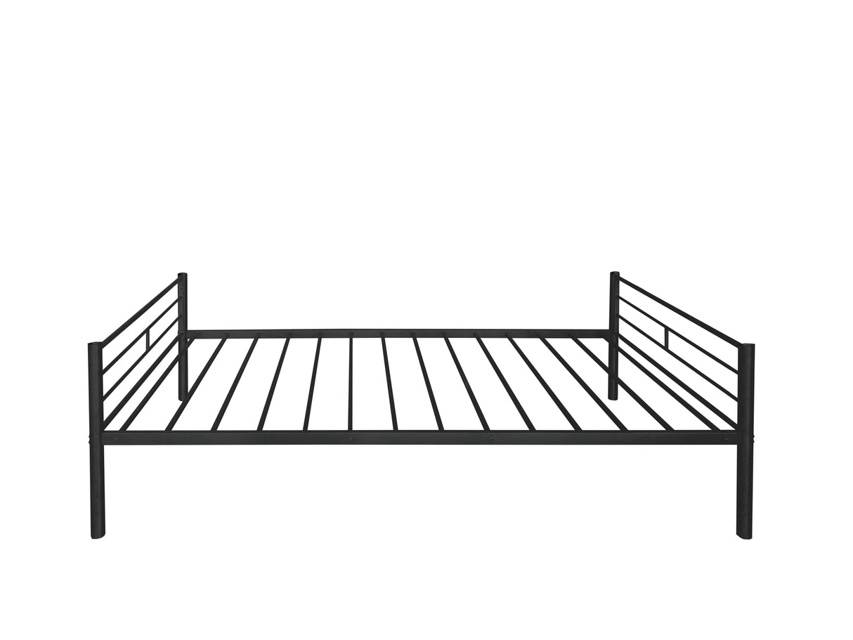 ASKVDL Twin Over Twin Metal Bunk Bed with Trundle,Convertible Twin Size Bunkbeds for Kids Teens Adults,Heavy Duty Metal Slats Bed Frame/Save Space,No Spring Box Required,Black ASKVDL