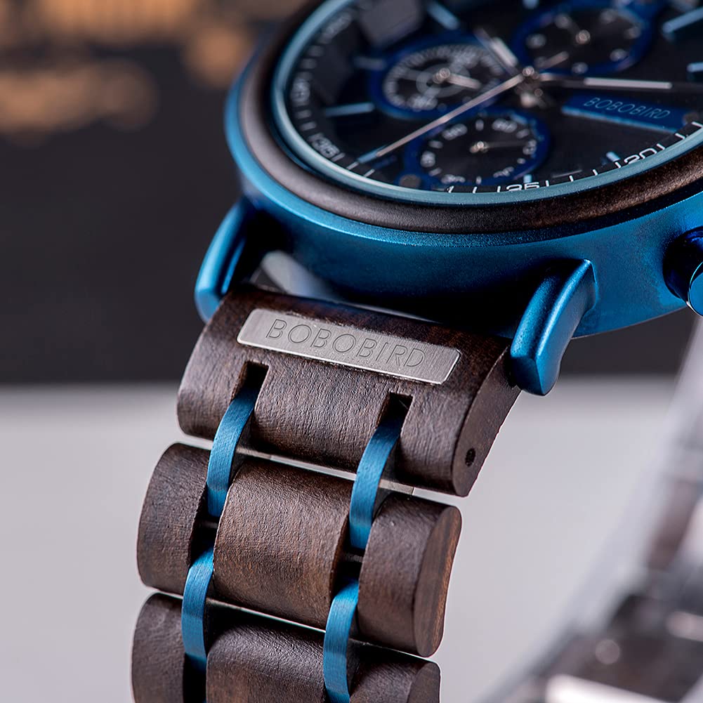 Engraved Wooden Watches for Husband Boyfriend My Man Fiancé Customized Personalized Wood Watches for Men Multifunction Personalized Family Watch (Custom Box Photo) WoodArtSupply