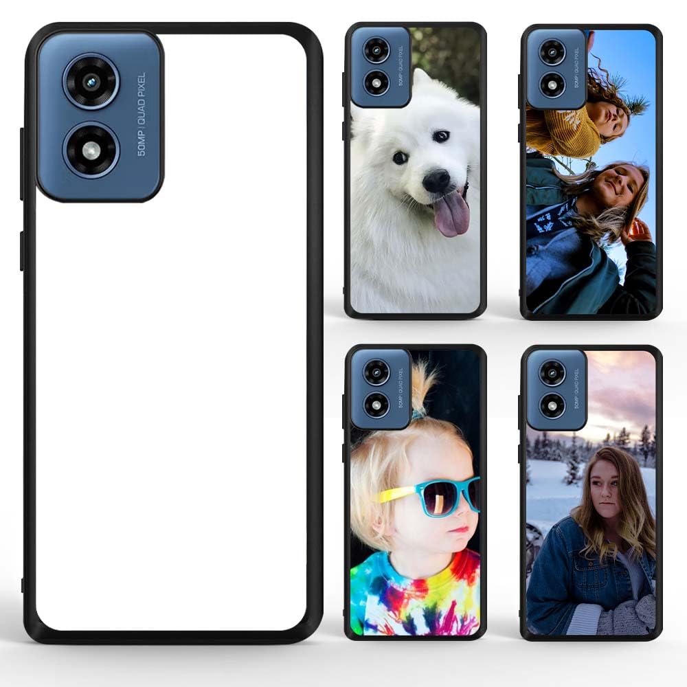 FOQENCCI 5 Piece Phone Case Compatible for Moto G Play 4G 2024 Sublimation Case Blank Printable DIY Custom Case Soft Rubber + Hard PC Anti-Slip Anti-Scratch Drop Protection Cover Black FOQENCCI