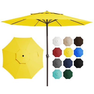 JEAREY 12 FT 2-Tiers Patio Umbrellas Outdoor Large Market Umbrella With Crank Lift System 8 Sturdy Ribs UV Protection Waterproof Sunproof, Yellow