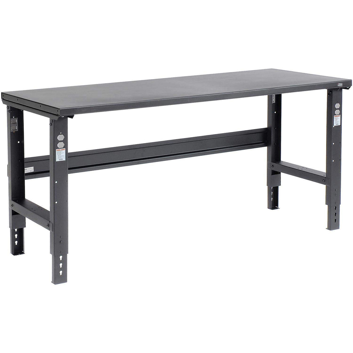 Global Industrial Adjustable Height Workbench C-Channel Leg, 72" W x 36" D, 1-3/4" Steel Square Edge, Black Global Industrial
