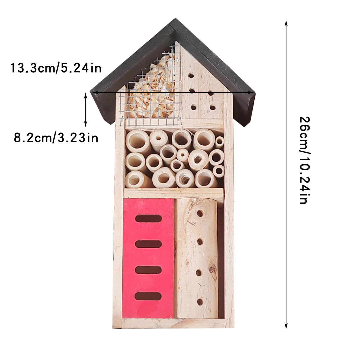 Insect Hotel Hanging Bee House Wooden Insect House, Natural Habitat for Beneficial Bees, Bugs, Butterflys, Ladybirds Garden Yard Home LWINGFLYER