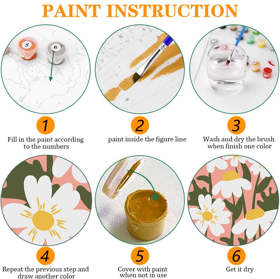 Paint by Numbers for Adults Beginners-4-Pack DIY Flowers Adult Paint by Number Kits Painting on Canvas, Flower Painting by Numbers, Craft Kits for Adults Home Wall Art Decor 10x14 Inch Axquilon