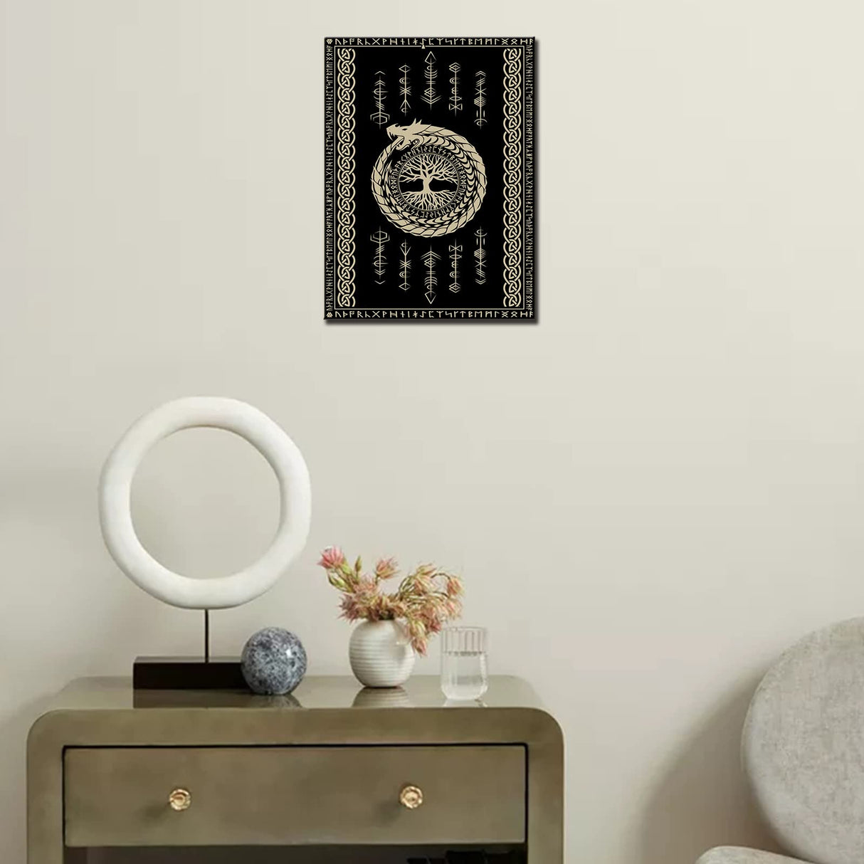 Tree of Life Decor Nordics Vikings Diamond Paintings DIY 5D Kit,Magical Dragon Crystal Rhinestone Picture for Adult Spiritual Religion Alphabet Art by Number Home Decor Norse Gift(12''Wx 16''H) TUMOVO