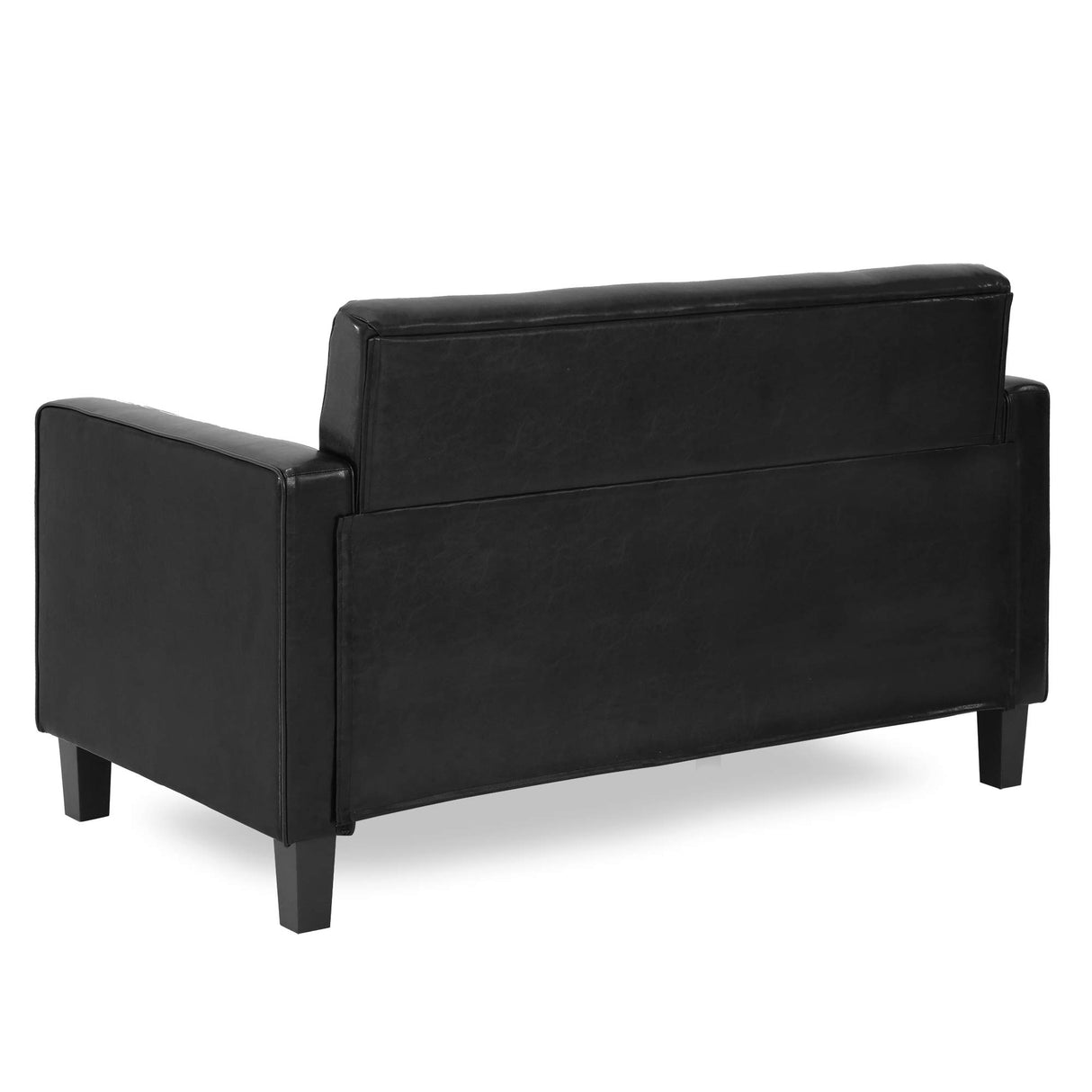 Furinno Brive Contemporary Tufted Faux Leather Loveseat/Sofa Couch for Living Room, Black Faux Leather Furinno