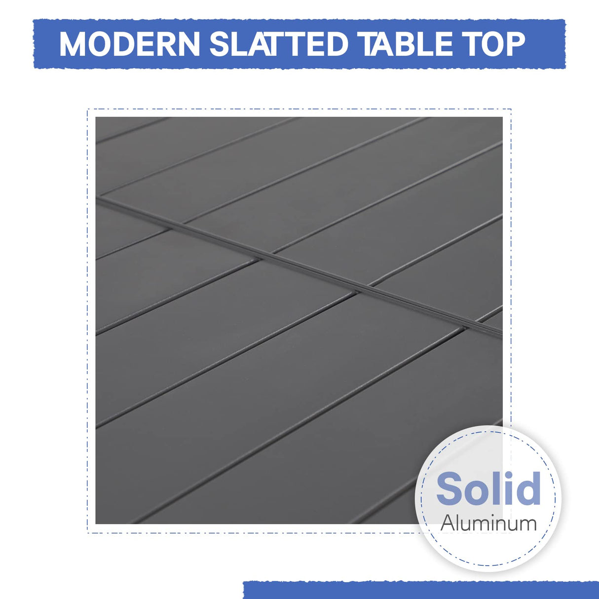 Soleil Jardin 7-Piece Outdoor Patio Dining Set, 35" - 71" Aluminum Expandable Outdoor Dining Table Set for 6, 6 Stackable Chairs with Gray Removable Cushions, Dark-Grey Soleil Jardin