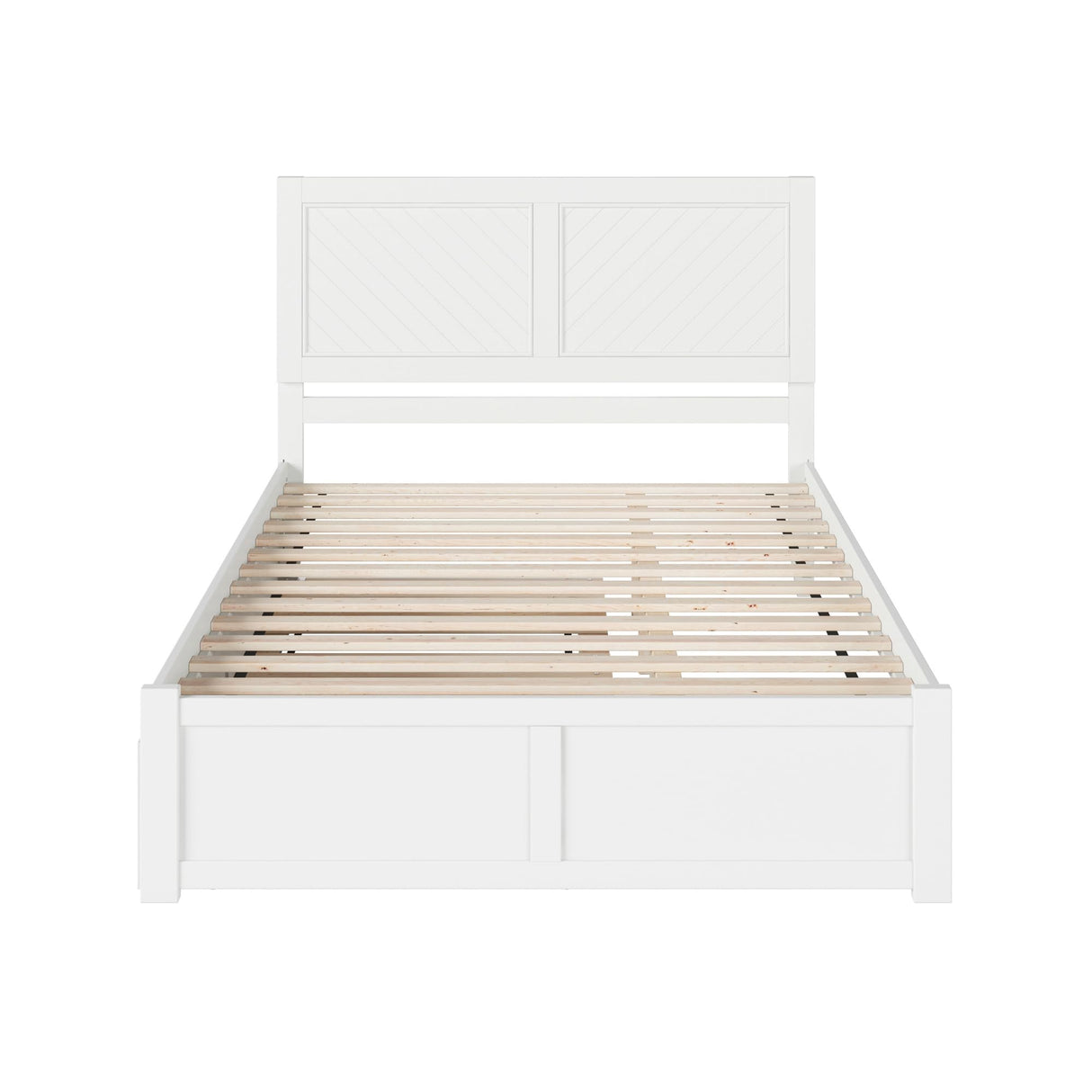 AFI Canyon Queen Farmhouse Solid Wood Platform Bed with Footboard & Twin XL Trundle, White AFI