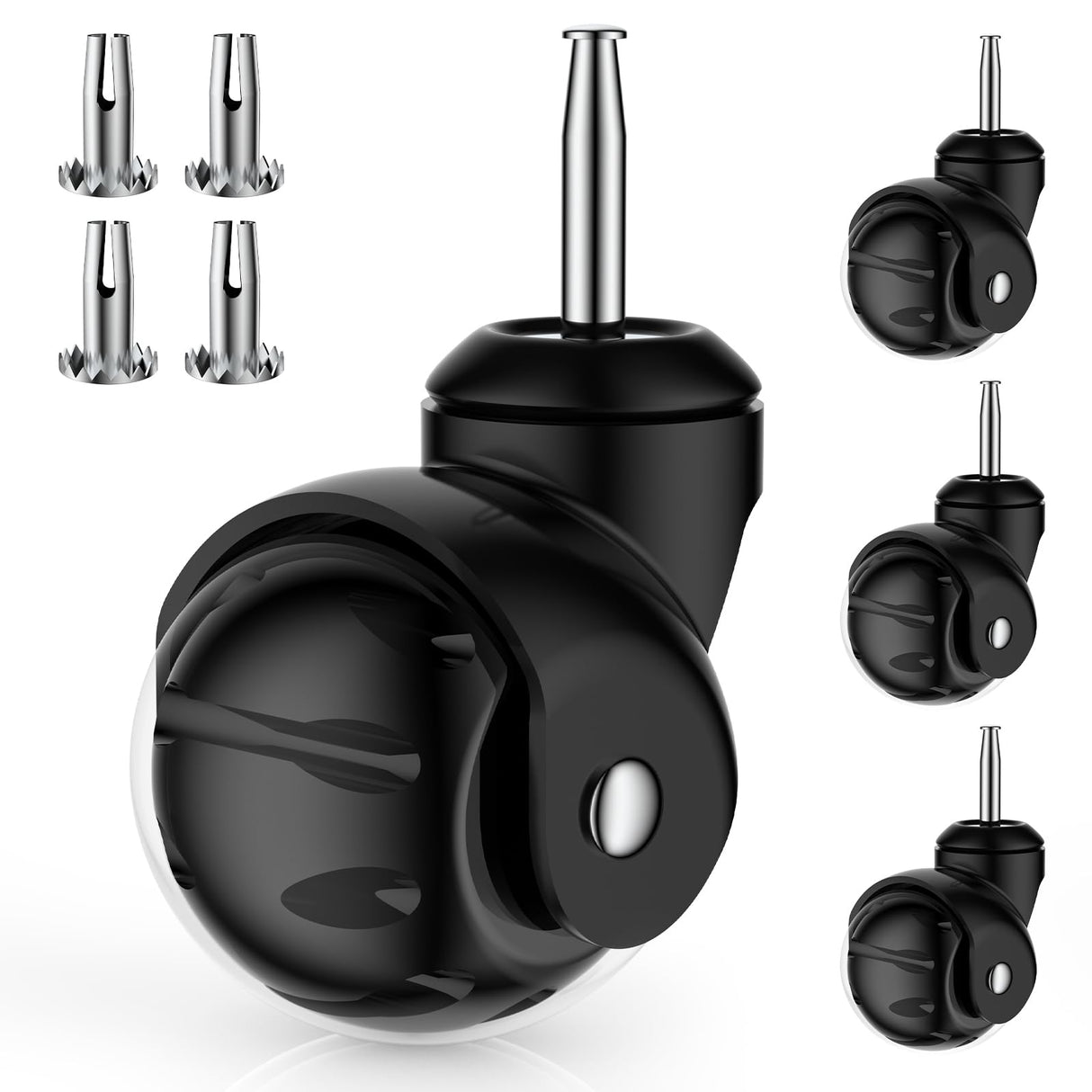 2 inch Ball Caster Wheels,Casters Set of 4 Ball Bearing Steel Stem,Casters for Furniture Legs Using for Hardwood Floor,Ball Casters for Cabinet,Workbench,Cart(Casters Set of 4 Heavy Duty Apllamo