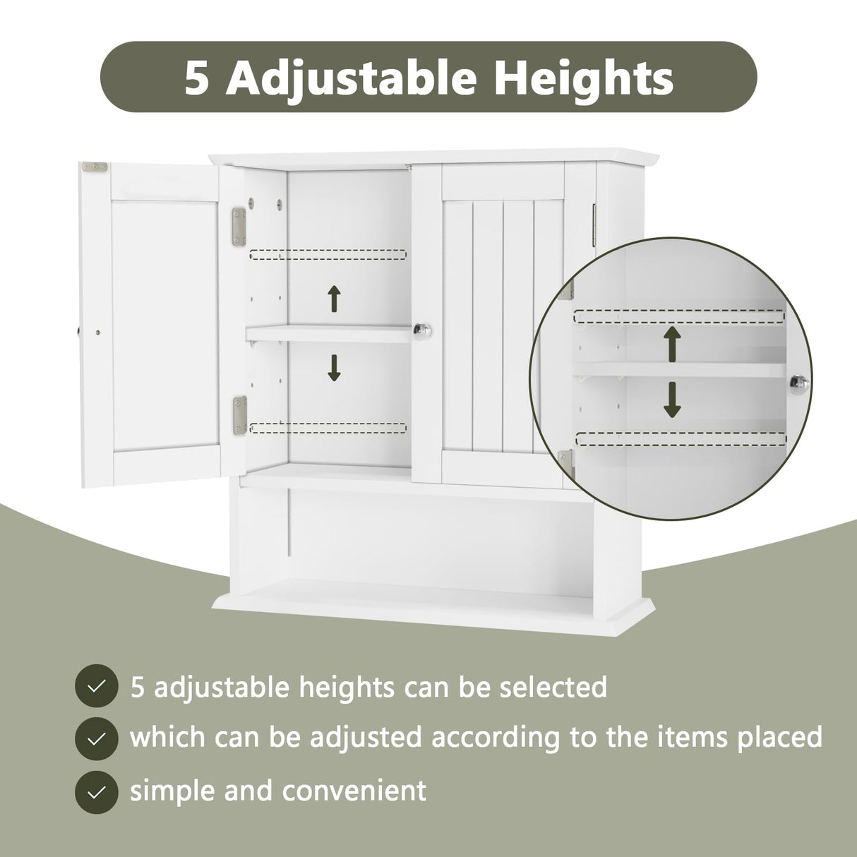 Smuxee White Bathroom Cabinet Wall Mounted, Small Bathroom Medicine Cabinet with 2 Door Adjustable Shelves, Bathroom Wall Cabinet Over Toilet for Laundry Room Kitchen Smuxee