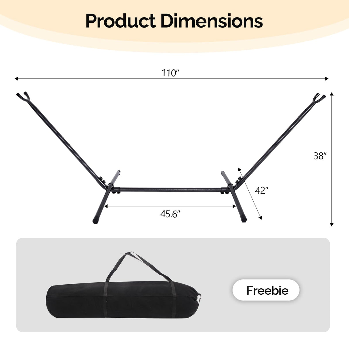 ONCLOUD 9 FT Hammock Stand Only, Heavy Duty Adjustable Indoor Outdoor Space Saving Steel Stand with Carrying Case, Universal Hammock Stand with 450 Pounds Capacity for Garden, Yard, Patio, Black ONCLOUD