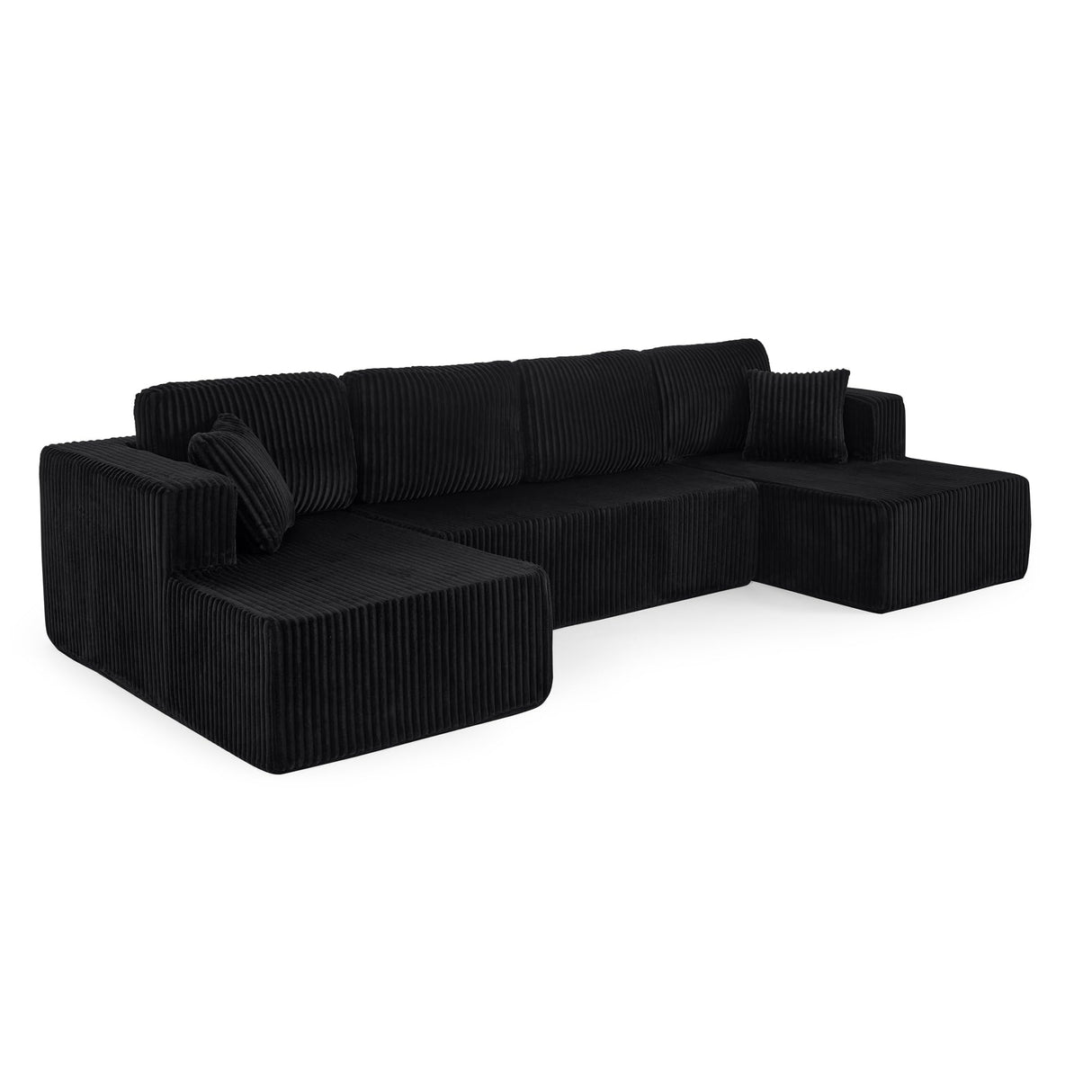 132" Boneless Sectional Cloud Couch Sofa for Living Room, U-Shaped Couch with Double Chaise Lounge, Comfy Memory Foam Modular Sofas Couches for Living Room (Black, 132.48" U-Shaped) OUEEEDD