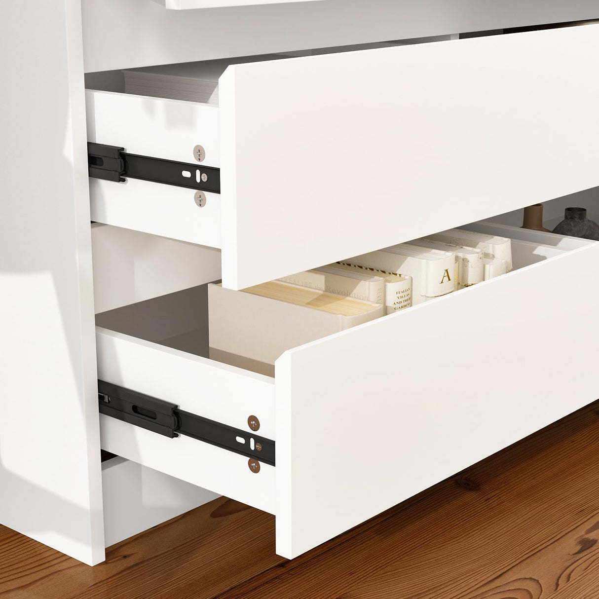 Homsee 12 Drawers Double Dresser, Modern Wood Dresser Chest of Drawers with Large Storage Space for Bedroom, White (63”L x 15.7”W x 31.9”H) Homsee