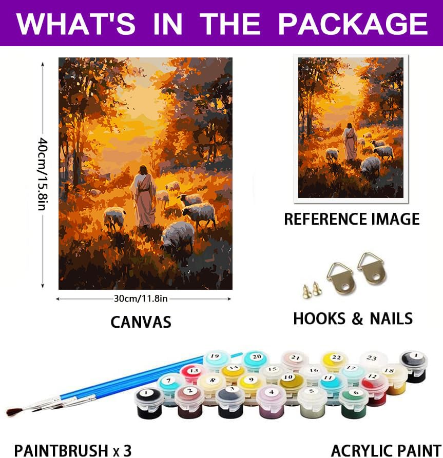 croshom Paint by Numbers Kit for Adults Beginner, Jesus Paint by Number for Adults, DIY Easy Adult Paints by Number Kits, Gifts and Home Wall Decor 12" x 16" (Without Frame) croshom