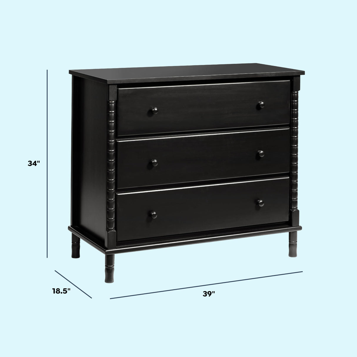 Davinci Jenny Lind Spindle 3-Drawer Dresser in Ebony DaVinci