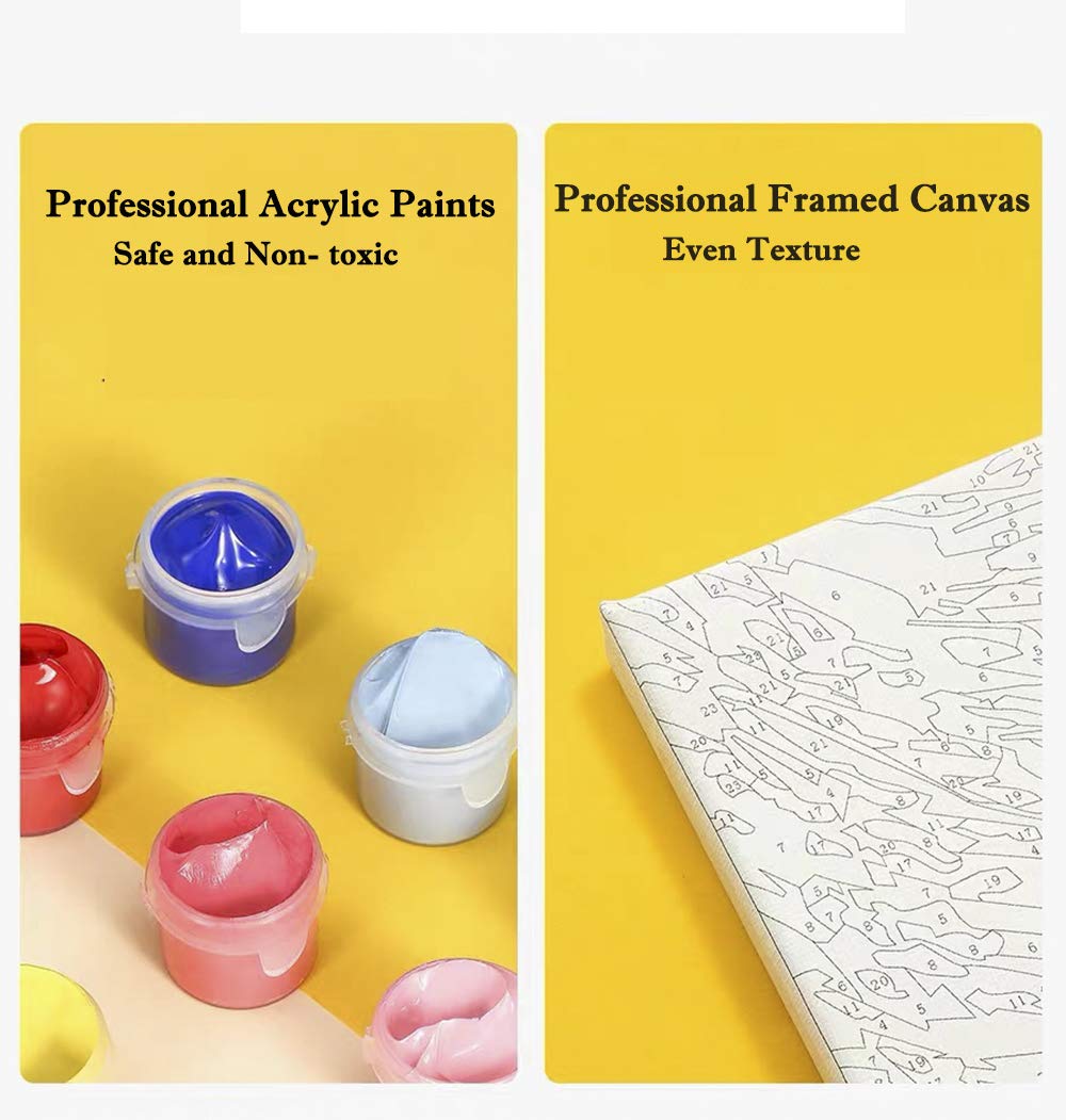 Paint by Numbers for Adults & Kids Kits Easy for Beginner Wooden Framed on Canvas Flowers Acrylic Paint Painting DIY Art Crafts with Paints and Brushes Green Plant ArtBud