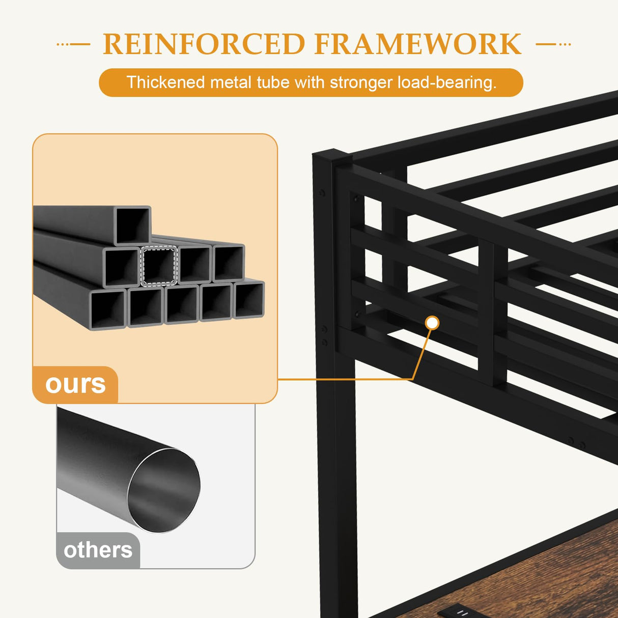 MAKIAAP Twin XL Size Metal Loft Bed with Desk & Ladder, LED Lights & Charging Station, Sturdy Noise-Free Frame for Kids, Teens & Adults, 350LBS, Space-Saving Design (Black, Twin XL) MAKIAAP