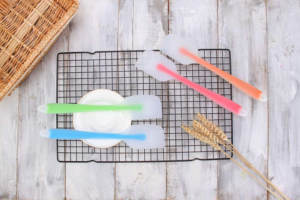 HiramWare Silicone Spatula Set of 4 - Heat Resistant Flexible Spatula 450F with Stainless Steel Core - Food Grade Premium Good Grip Kitchen Utensils - Seamless, Heavy Duty, BPA Free, Dishwasher Safe HiramWare