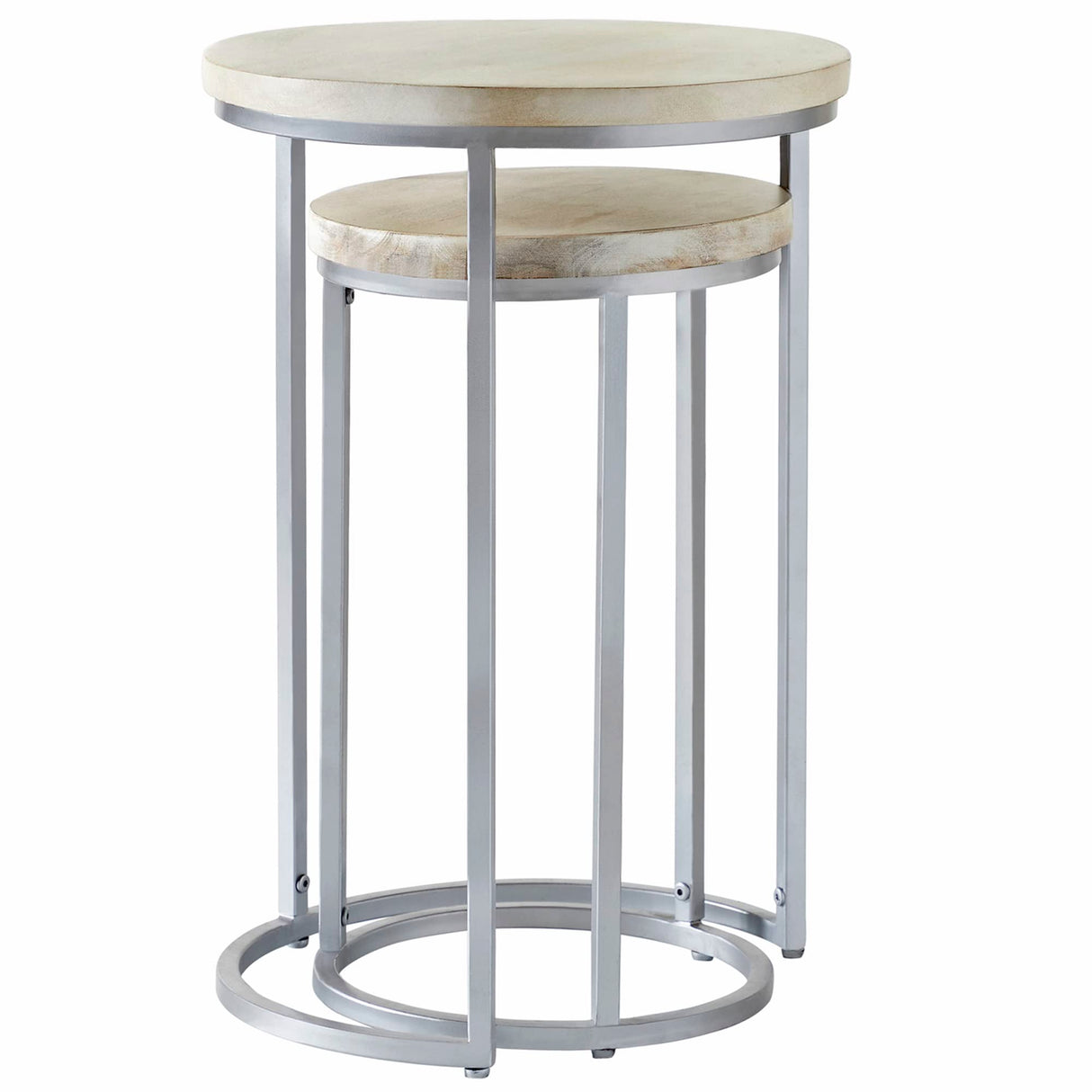 FirsTime & Co. Natural and Silver Isla Nesting End Table 2-Piece Set, Side Table, Night Stand, Acacia Wood and Metal, 16 x 16 x 24 inches FirsTime & Co.
