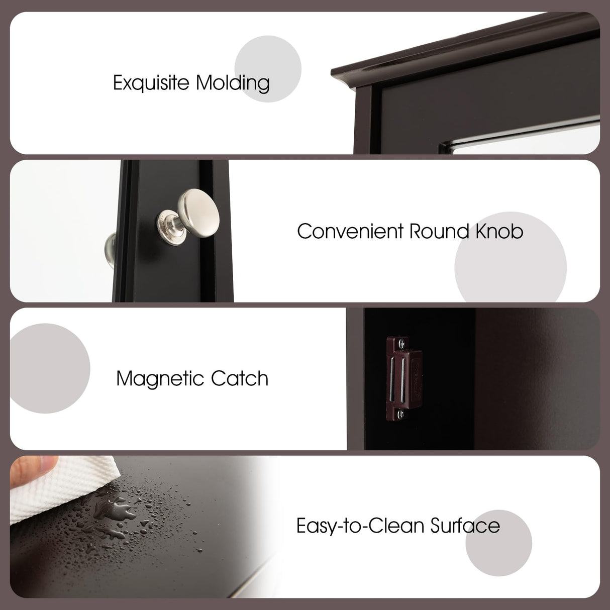 LOKO Bathroom Medicine Cabinet with Mirror, Wall Mounted Storage Cabinet with Single Mirrored Door and Adjustable Shelf for Bathroom, Living Room or Entryway, 13.5 x 6 x 21 inches (Brown) LOKO