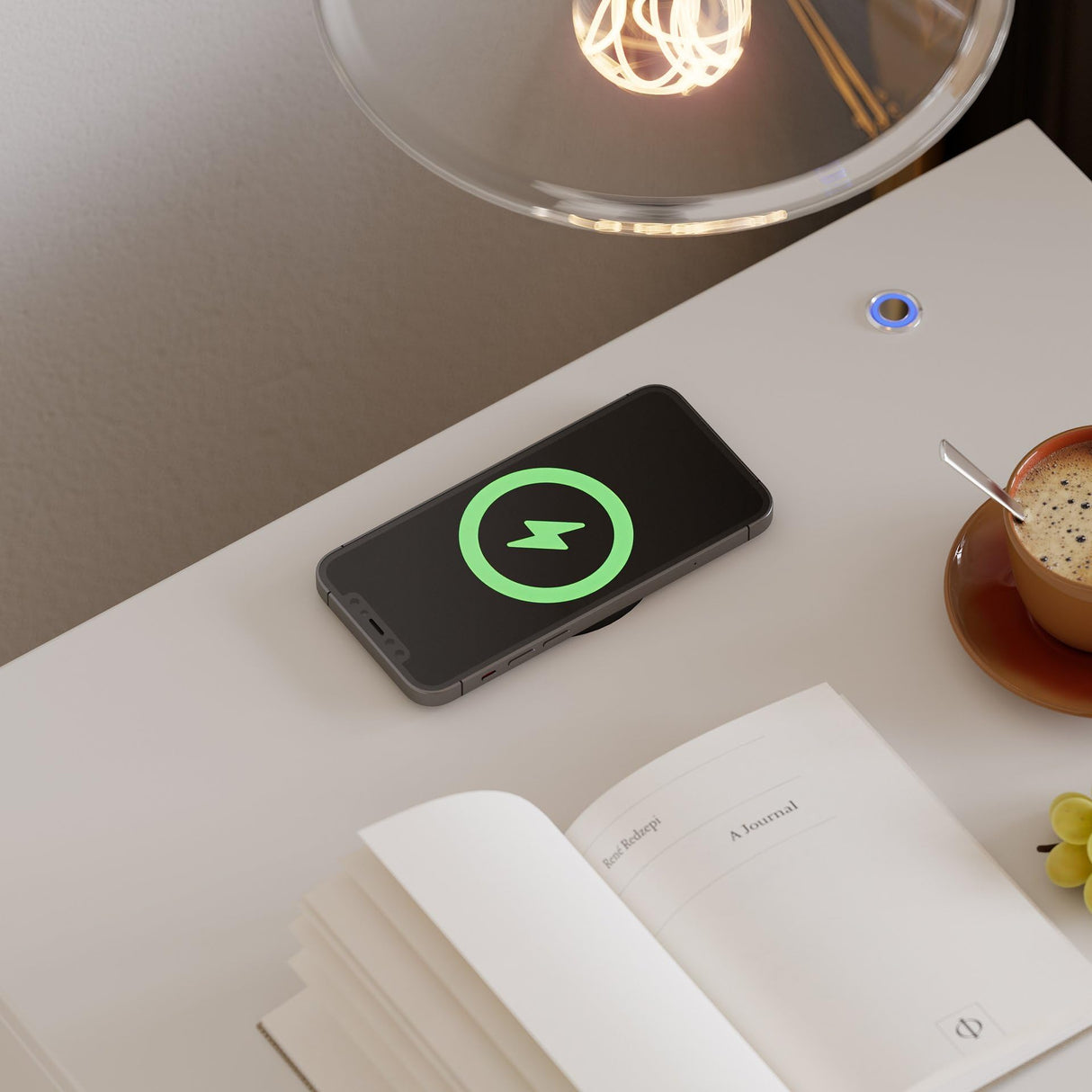 homary Modern Smart Nightstand with Wireless Charging Station, Bedside Table with 3 Drawers, White Night Stand with LED Light homary