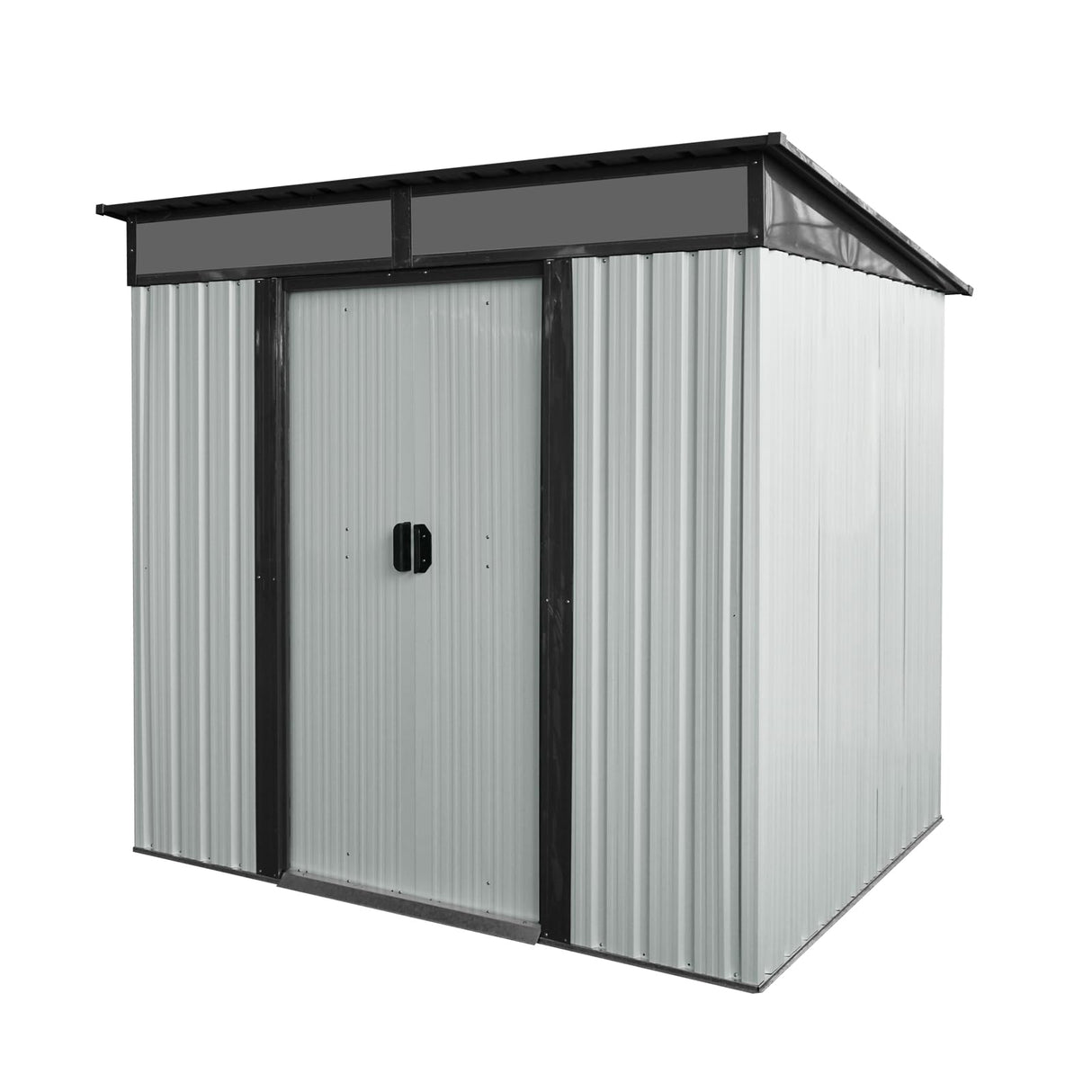 6X5 FT Outdoor Storage Shed, Waterproof Metal Garden Sheds with Lockable Door, Steel Tool Storage Buildings Shed & Outdoor Storage House for Garden, Backyard, Patio, Lawn, Trash Cans(White + Black) ANTSKU