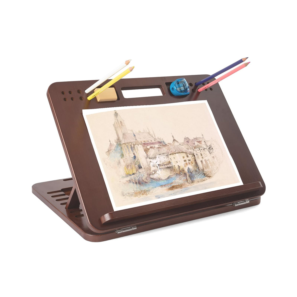 StrongTek Portable Easel for Painting, Adjustable Painting Easel with 7 Positions, Bamboo Tabletop Easel with Handles for Adults, Use as Drawing Board, Painting Easel, Lap Desk, Book Stand for Reading StrongTek