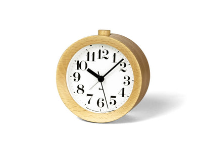 Lemnos WR09-15NT Analog Liki Alarm Clock - Natural Color Wood Watch - Riki Design
