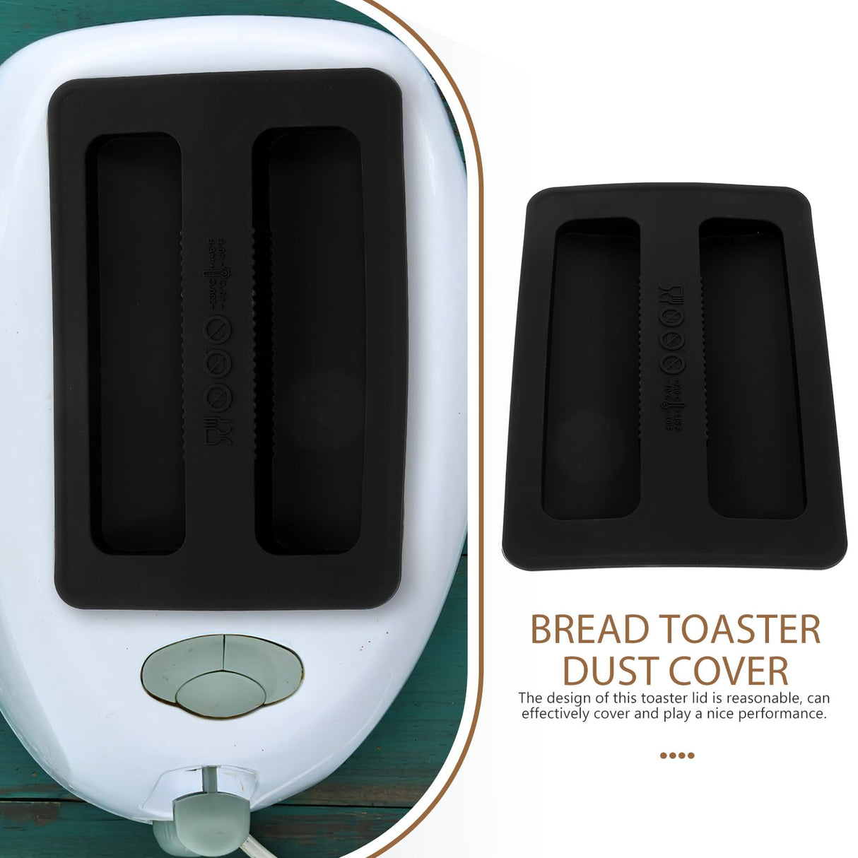 Silicone Toaster Dust Cover 2 Slice Toaster Lid Electric Bread Maker Upper Cover Toaster Machine Top Cover for Bread Machine Part Accessories (Black) BESTonZON