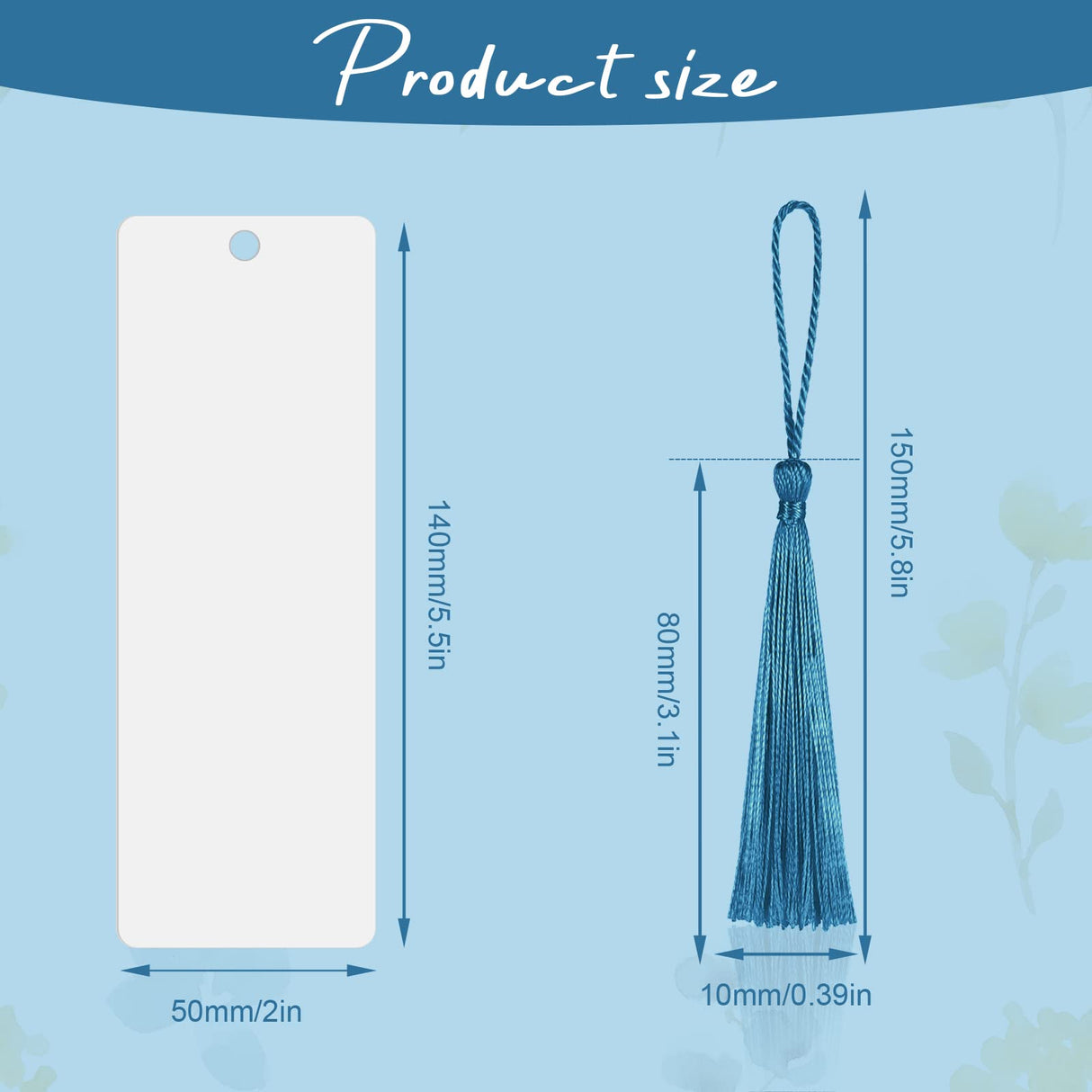 Fumete 30 Pieces Sublimation Blank Bookmark Heat Transfer Metal Aluminum DIY Bookmark with Hole and Colorful Tassels for Crafts, Birthday Wedding, Sublimation Blank Keychains, Single Sided Printing Fumete