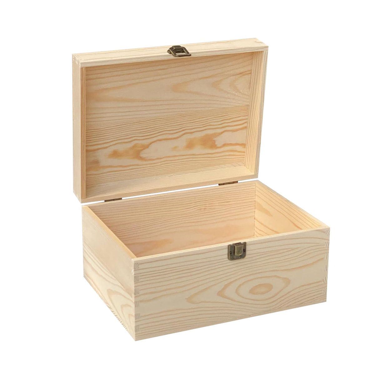 Cregugua 1 Pack Unfinished Wood box with Lid Crafts Wooden Storage Box for DIY Arts Project (Outer 10.6 x 7.9 x 5.7 IN,Interior 10 x 7.3 x 5.3 IN) Cregugua