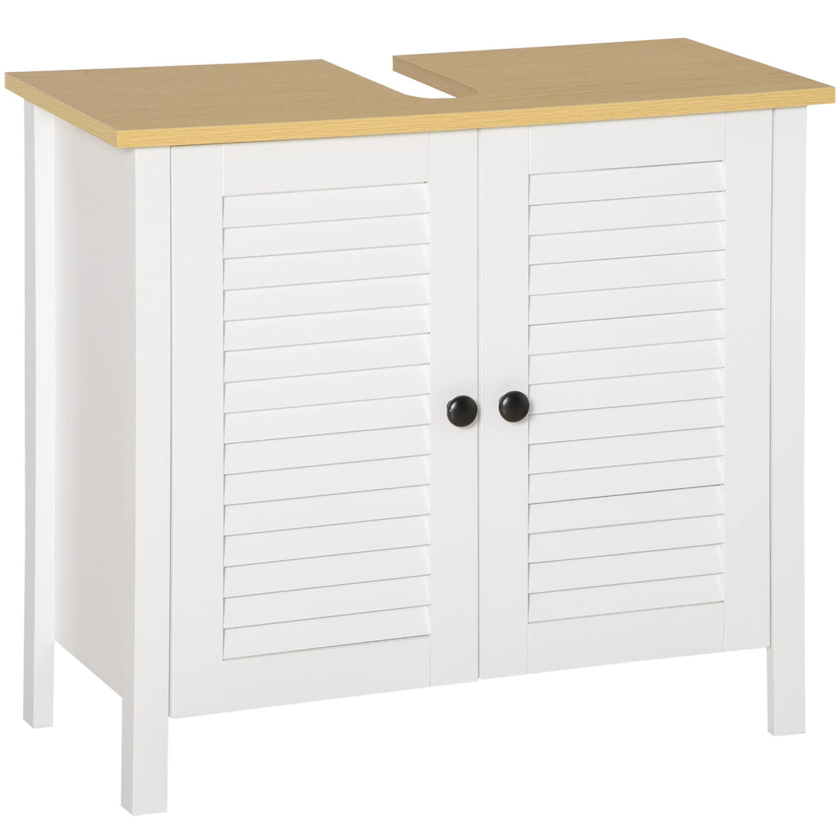 HOMCOM Under Sink Storage Cabinet with Removable Shelf, Bathroom Vanity Cabinet with 2 Doors, White HOMCOM