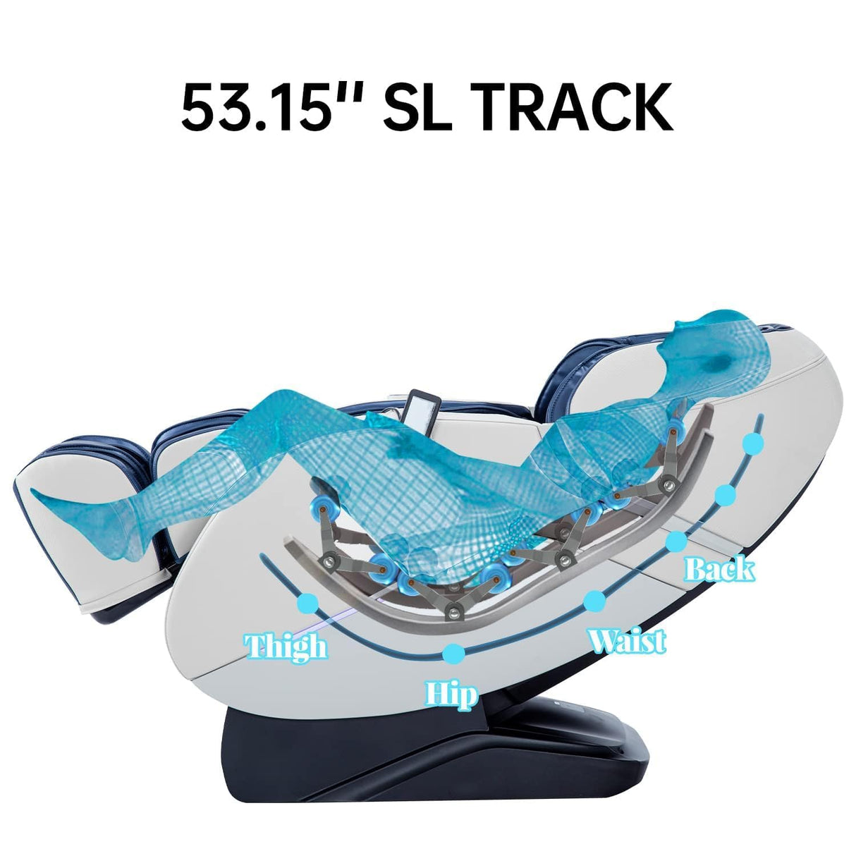iRest SL Track Massage Chair Recliner, Full Body Massage Chair, Zero Gravity, Bluetooth Speaker, Airbags, Heating, Extendable Footrest and Foot Massage (Blue) iRest
