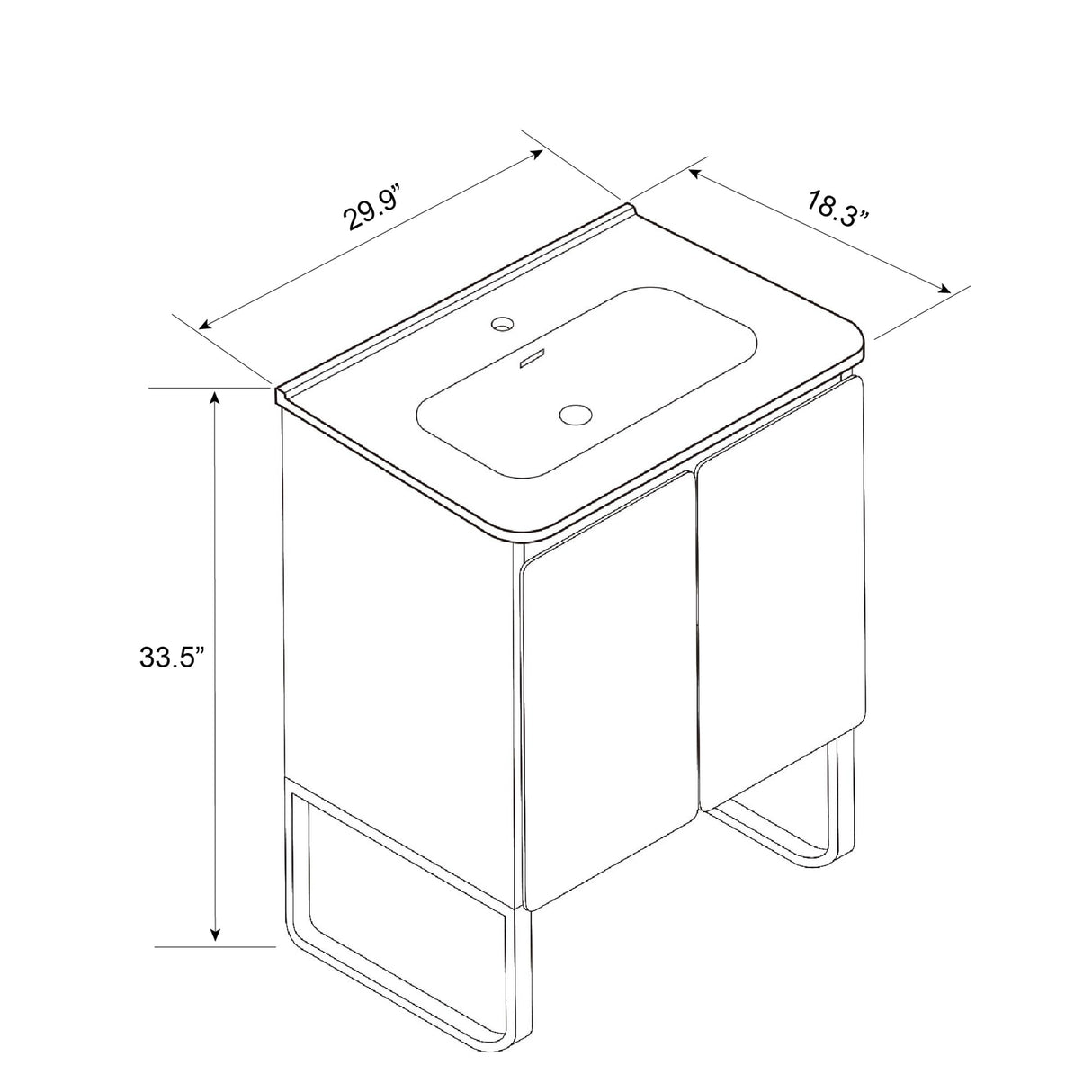 BLUHOUZZ Dalia 30 Inch Bathroom Vanity with Sink,Large Storage Freestanding Bathroom Vanity with Overflow for Modern Bathroom, One-Piece Sink Basin Minimalist Bathroom Sink Cabinet BLUHOUZZ