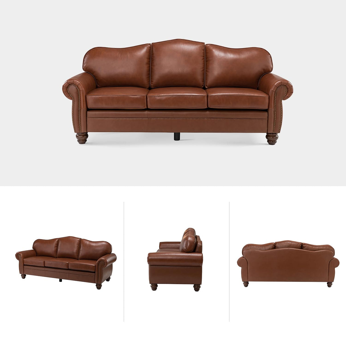 The support you need Classic 3-Seater Sofa with Premium Leather Upholstery, Stylish & Comfortable Sofa for Living Room or Office, Easy to Maintain & Long-Lasting Brown The support you need