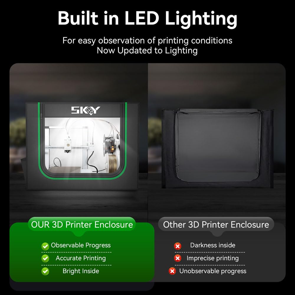 3D Printer Enclosure with LED Light, Fireproof Dustproof Tent Constant Temperature Protective Cover for Bambu Lab A1,A1 Mini,800 * 580 * 580mm Cregrant3D