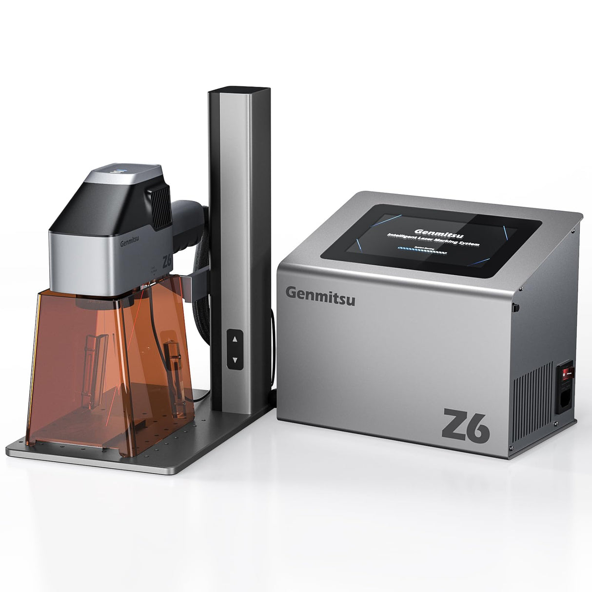 Genmitsu Z6 20W Fiber Laser Engraver, Higher Fiber Power 15000mm/s Speed, 5W Diode Dual Sources, Desktop Integrated Host with Touch Screen, Portable Marking Tool for Jewelry, Metal, Wood, Leather Genmitsu