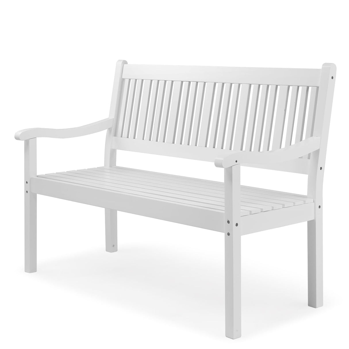 VINGLI 50" Outdoor Bench Patio Bench, Wood Front Porch Garden Bench for Yard Patio Park Outside, All Weather 800lb Capacity(White) VINGLI