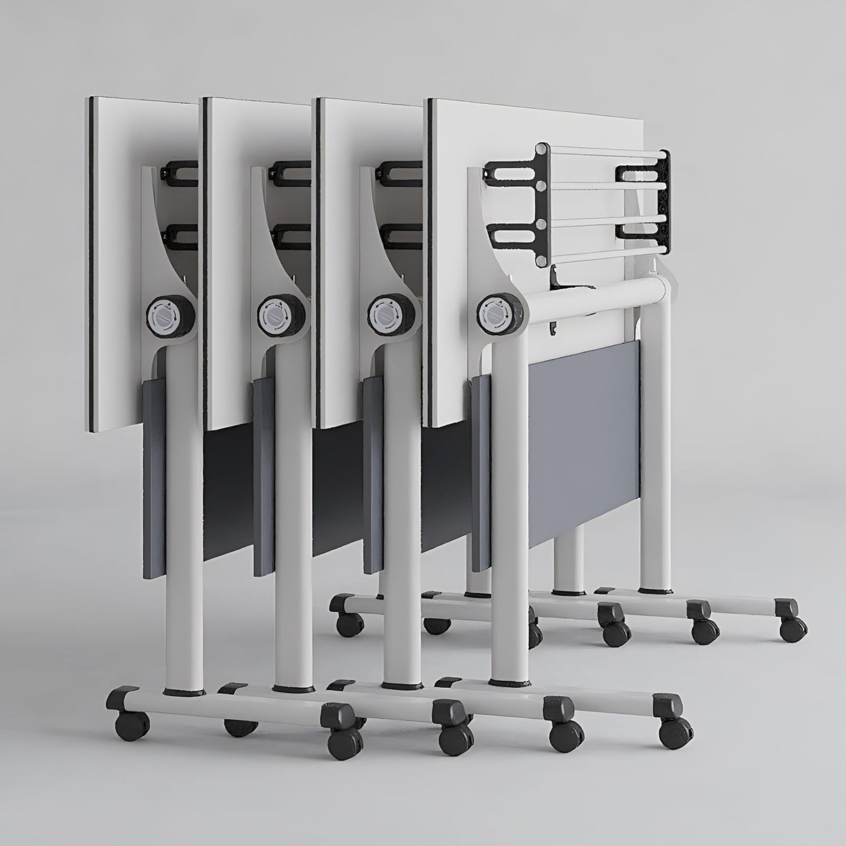 4PCS Folding Conference Table, Modern Mobile Meeting Table with Silent Wheels 47.2" D X 23.6" W X 29.5" H Wood Training Table for Office Reception Classroom Training JNMDLAKO