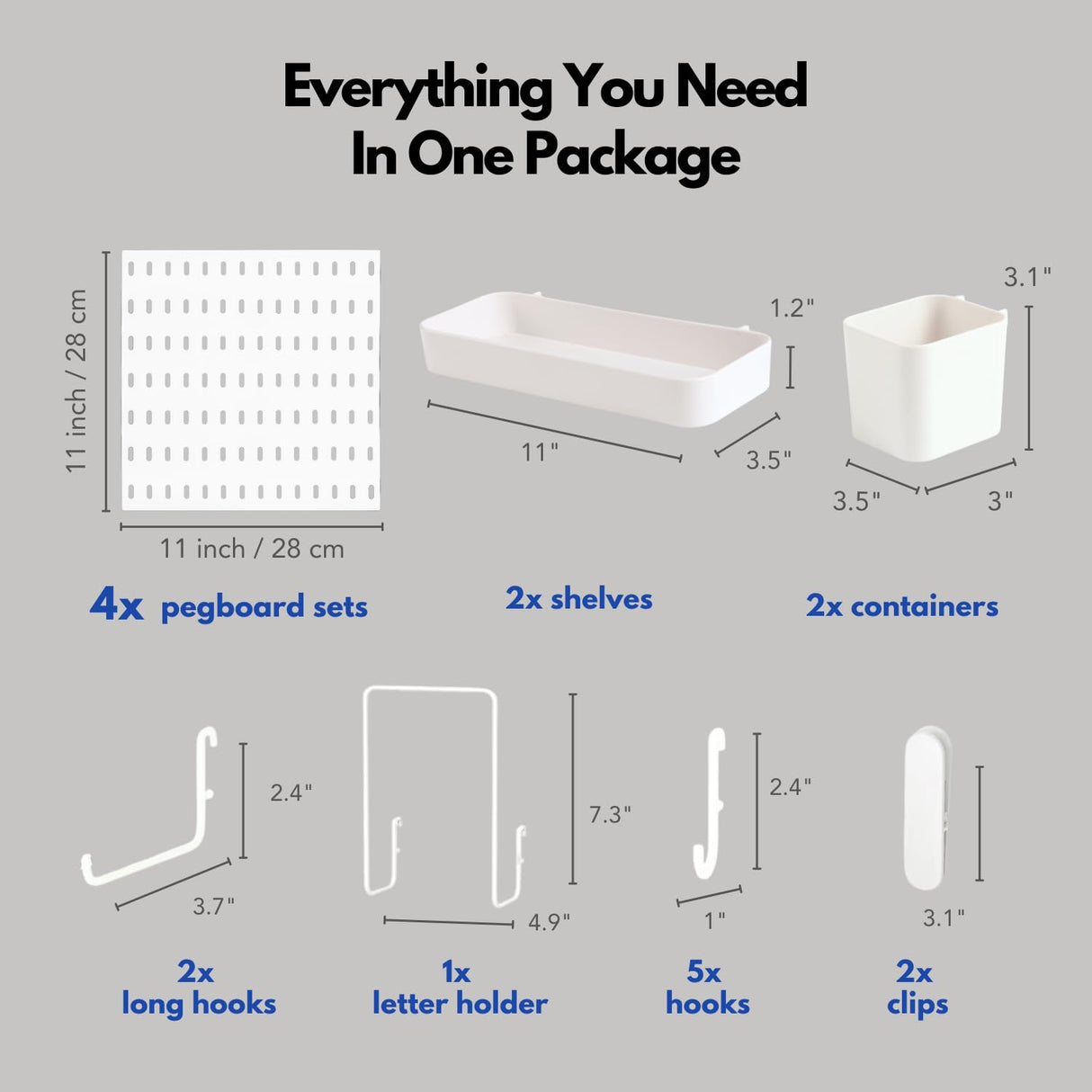 Keepo Pegboard Combination Kit, Pegboards and Accessories Modular Hanging for Wall Organizer, Crafts Organization, Ornaments Display, Nursery Storage, Peg Board (White, 22″×22″) Keepo