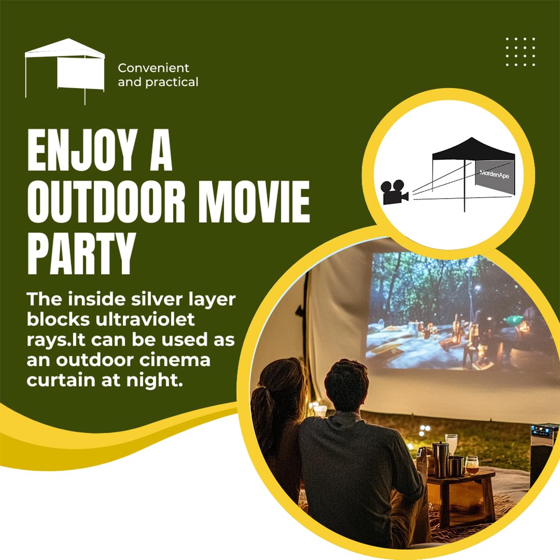 MordenApe 10x10 Pop Up Canopy Tent Sidewalls - Straight Leg Compatible, 300D Waterproof Polyester with 99% UV Protection, 3 Piece White Wall Set MordenApe