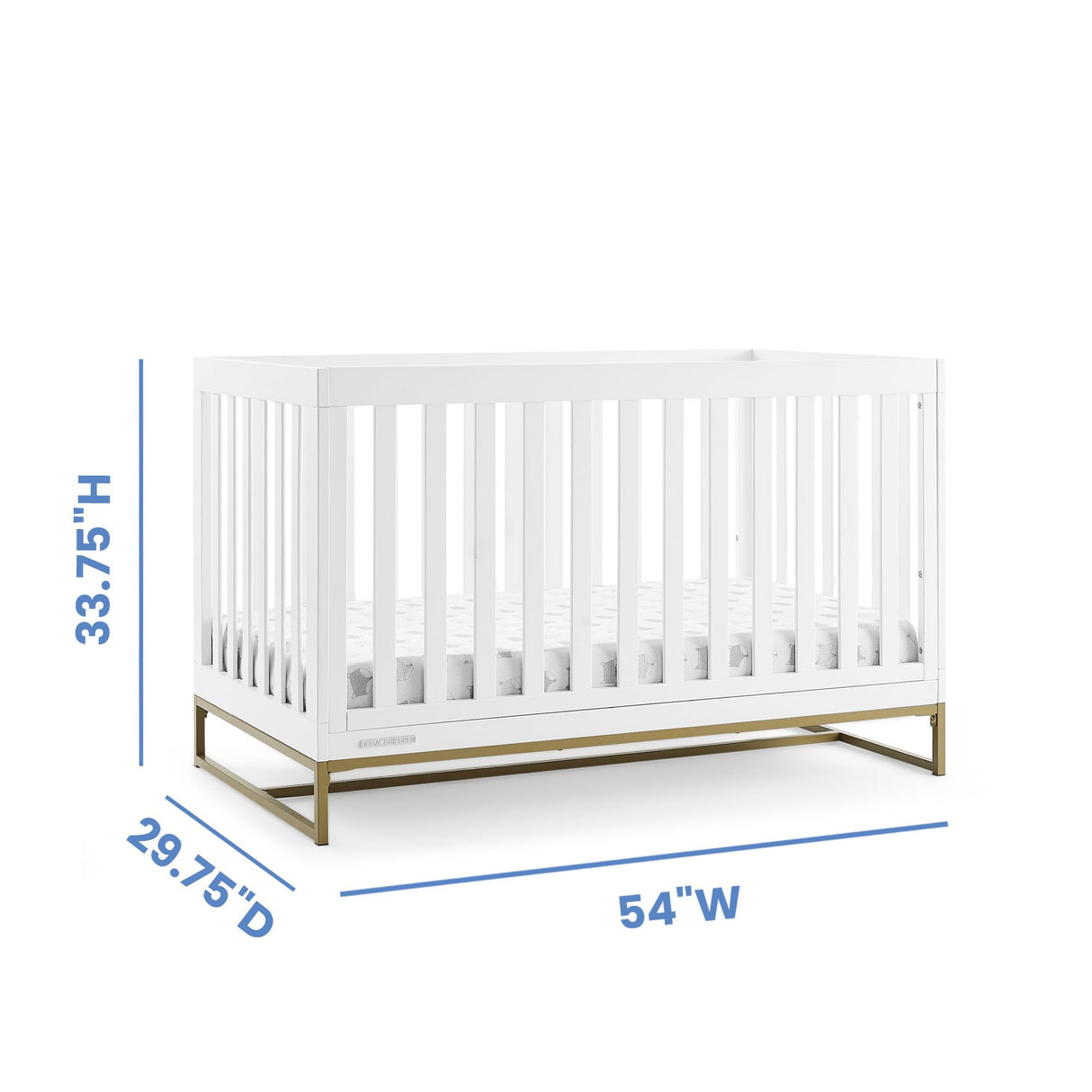 Delta Children Jade 4-in-1 Convertible Crib - Greenguard Gold Certified, Bianca White/Bronze Delta Children
