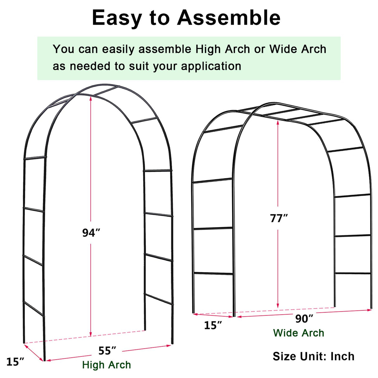 Metal Pergola Arbor, Outdoor Flower Garden Arch Trellis, Steel Garden Arbor for Climbing Plants, Wedding Decoration, 7'8" H x 4'5" W Skypatio